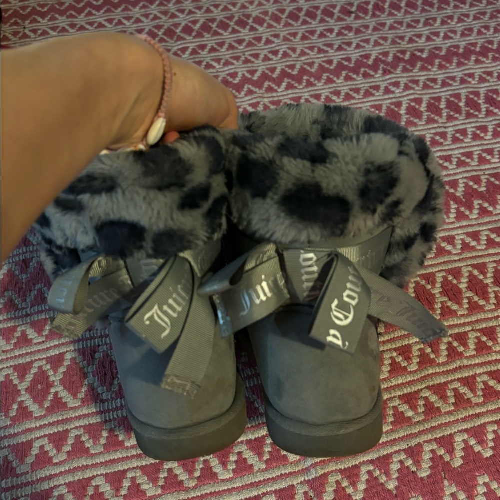 juicy couture us 6 uk 4 grey/leapord print winter boots